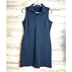 J. McLaughlin Womens 4 Blue Sleeveless Collared 3/4 Button Down Midi Shift Dress